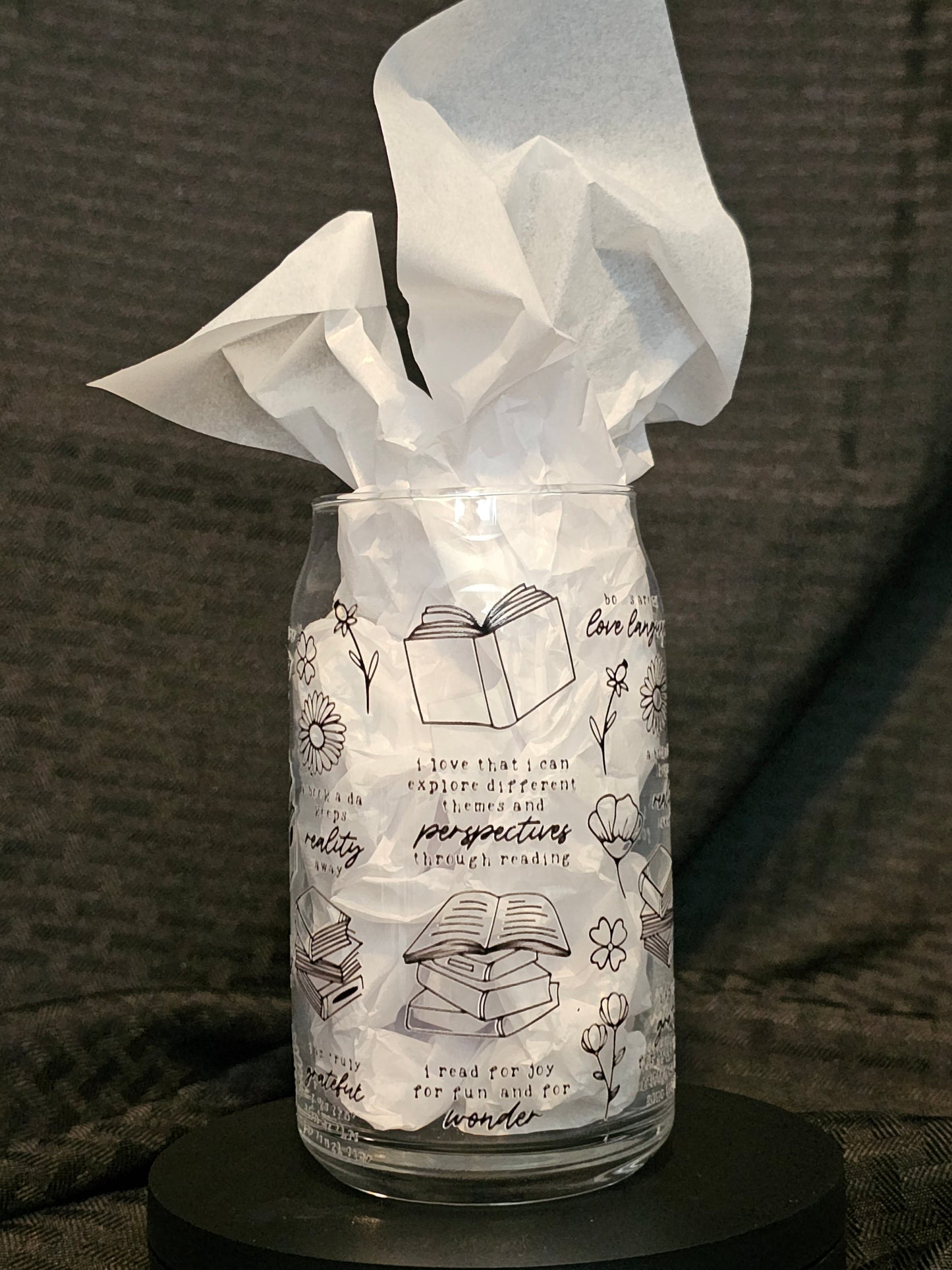 Book Lover Glass Can