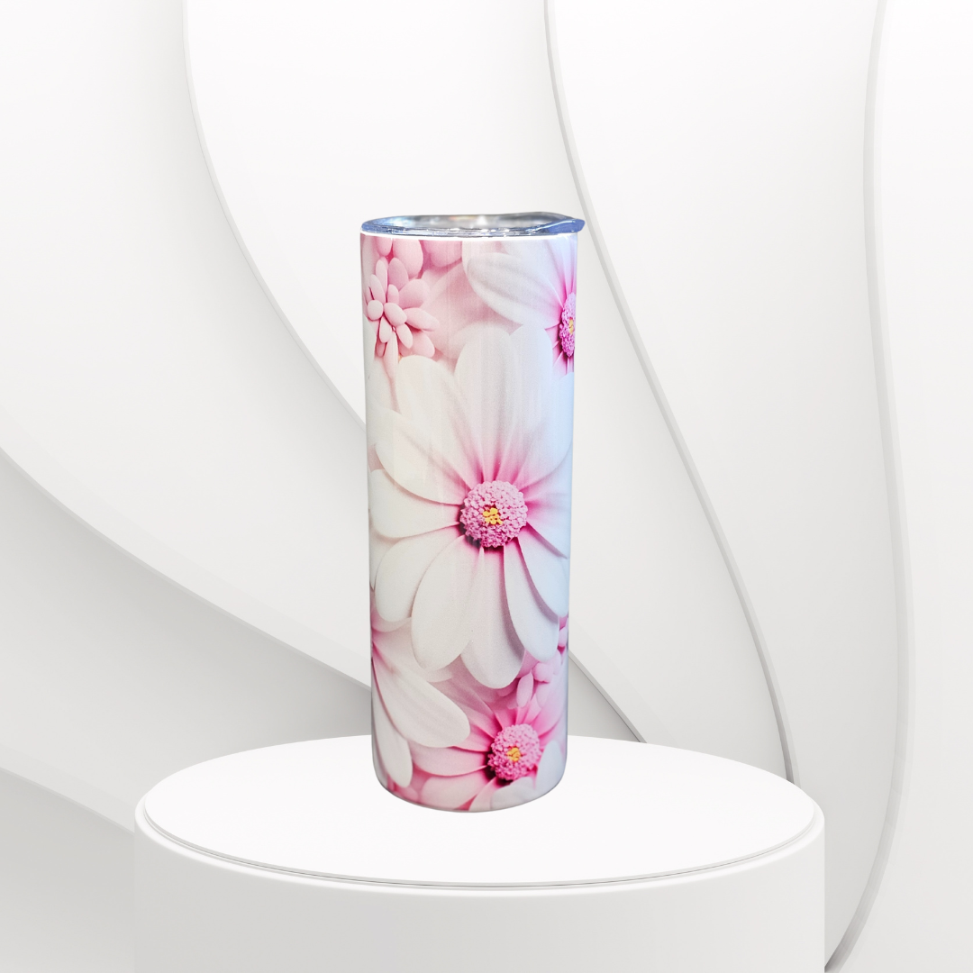 3D Pink Flower 20 oz Tumbler