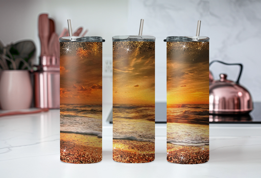 Golden Sunset Beach Tumbler