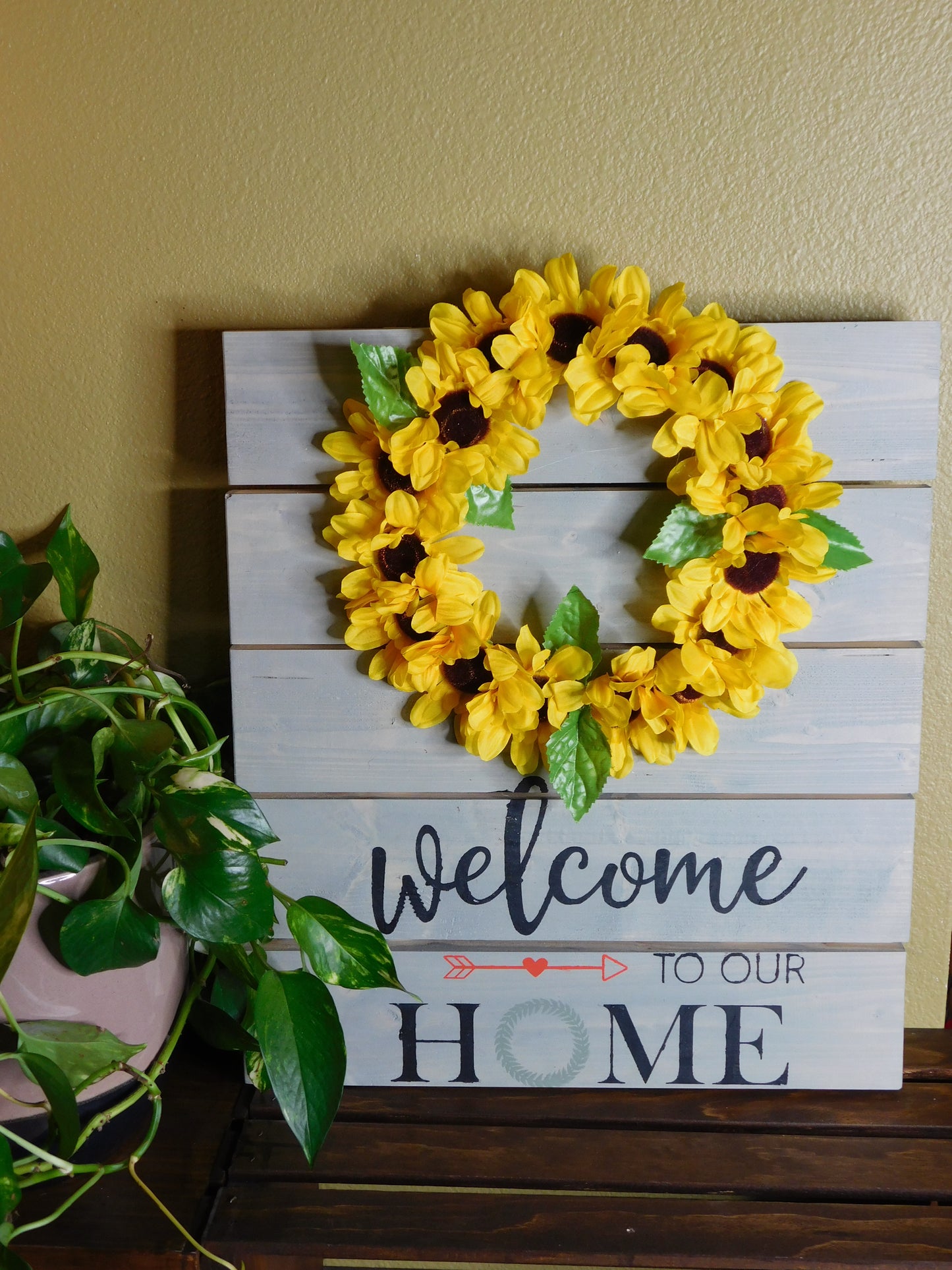 Welcome Sign with Sunflowers